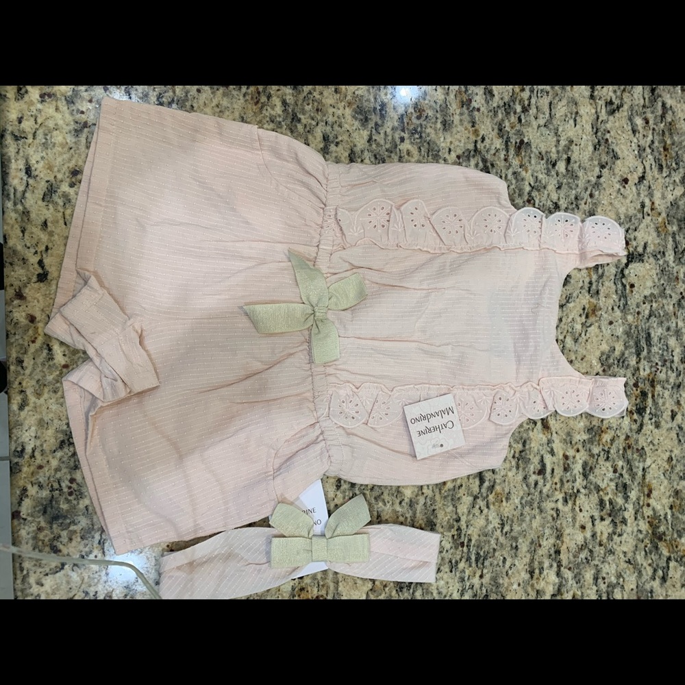 Supe cute pink romper with headband